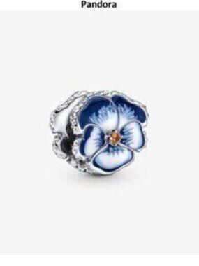 Pandora Blue Pansy Flower Charm